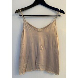 Nation Rayon Raw Hem Cami Tank Frayed Hi Low Size Small Tank Neutral Beige Blush